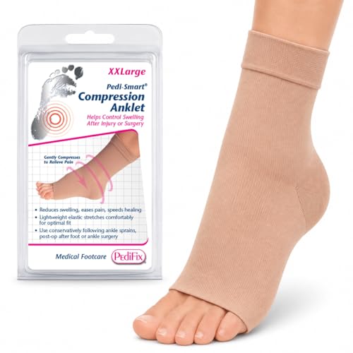 Image of Pedifix Compression Ankle Sleeve for Foot and Ankle Support, Beige, XXLarge