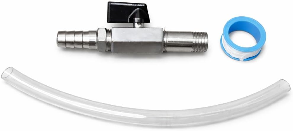 125-508 Oil Drain Valve Kit with Hose, Heavy Duty Lawn Mower Oil Drain Valve for MTD Cub Cadet, 3/8-18 NPTF Thread 1/2 Hose, Stainless Steel Oil Shut Off Valve for Lawn Tractor 1 Pack