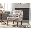Cimota modern floral accent chair mid century linen upholstered armchair with pillow comfy single sofa reading chair side chairs for living roombedroomfireplace beige vintage flower 1pc  urban country home decor