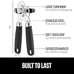 The Original GORILLA GRIP Heavy Duty Stainless Steel Smooth Edge Manual Can Opener and Bottle Openers, Soft Ergonomic Handle, Oversized Handheld Easy Turn Knob, Multifunctional Kitchen Tool, Black - Image 2