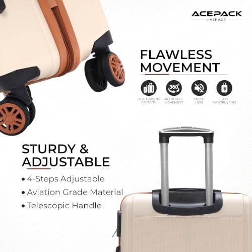 Image of ACEPACK - MEGATRON Set Of 3 Pieces (Small + Medium + Large) Trolley Bag, Lightweight Luggage Suitcase With Spinner 8 Wheel, Unbreakable Polypropylene Hard Shell, In-Built Number Lock, 3 Years Warranty