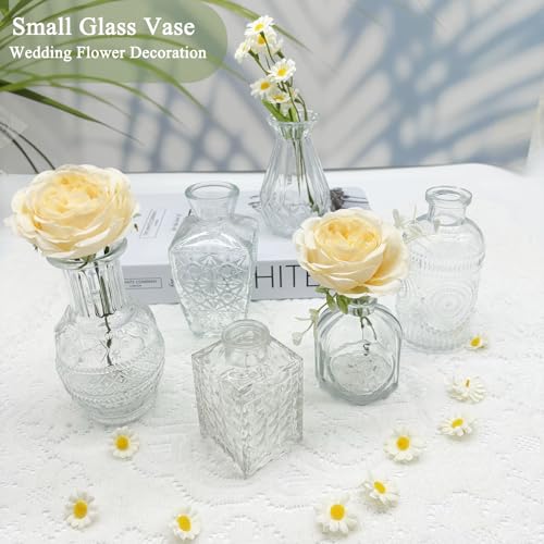 30 Kleine Mini Vasen Set, Glas Blumenvase,Vintage Kleine Vasen,Tischvase Verschiedene Größen für Küche,Esszimmer,Wohnzimmer,Badezimmer,für Tischdeko Mittelstücke