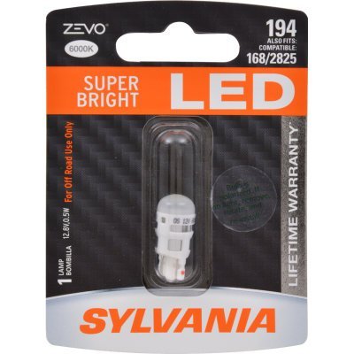 Sylvania 194LED.BP 168/194/2825 LED Premium White Miniature Bulb, (Pack of 1)