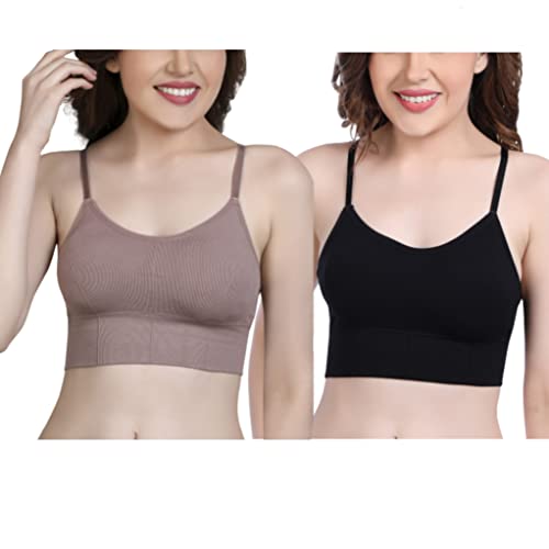 Buy Fshway Women's Sports Bra Cotton & Spandex Lightly Padded Wire Free