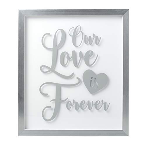 Image of Kate & Milo Our Love Is Forever Wedding Signature Frame, Keepsake Guest Book Alternative with Pen, Silver Display Frame for Wedding Wishes and Home Decor