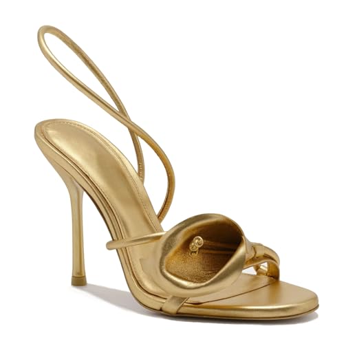 Image of ZJGZF Flower Heels for Women Nude Calla Lilyl Heeled Sandals Wedding Shoes for Bride Sexy Strappy Stiletto Heel Dressy Unique Shoes
