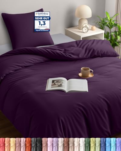 Utopia Bedding Bettwäsche 135x200 cm + 1 Kissenbezug 80x80 cm, Lila | Bettbezug Mikrofaser mit Reißverschluss, Oeko-TEX Zertifiziert, Einfache Montage – ideal für Zuhause und Hotel