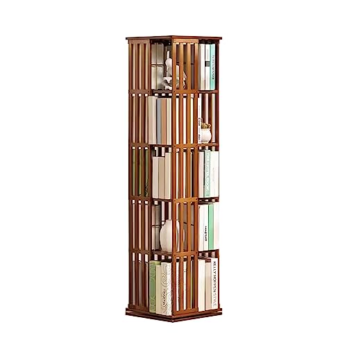 RAAMAE Estanteria Giratoria 360 Libros Hecho de Material de Bambú Estantería de Gran Capacidad de Carga for Dormitorio for Sala de Estar Sala, Color Madera/Marrón (Color : Brown)