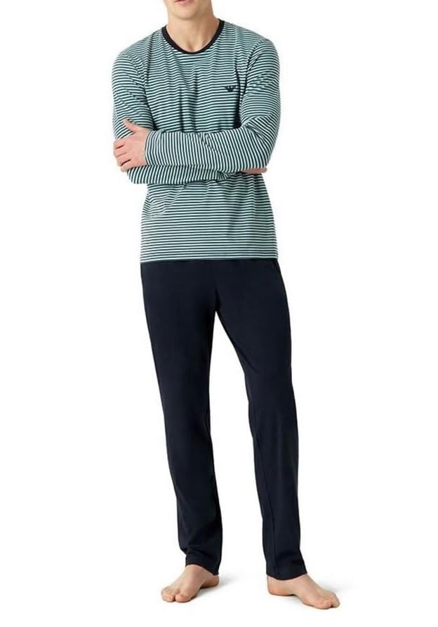Emporio Armani Men's Yarn Dyed Stripes Long Pajamas