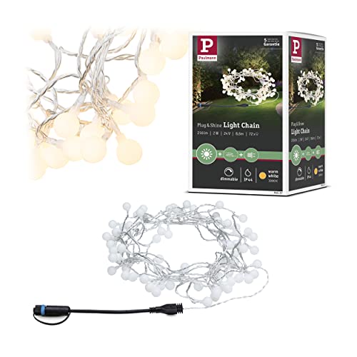 Paulmann 94557 Plug & Shine LED Outdoor Light Chain IP44 Warm White dimmable Black Plastic 3000 K