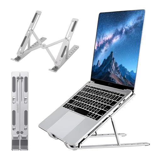 SL-222 Premium ABS Plastic and Silicone Laptop and Tablet Stand, Foldable Design, Mini, Portable Laptop Raiser Compatible with MacBook, Dell, HP, Leno
