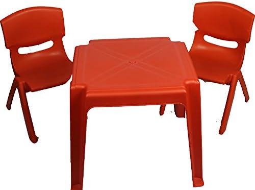 Kids Childrens Plastic Study Garden or Inside table and chairs set for Boys and Girls Red Blue Green Pink