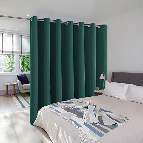 Image of NICETOWN Thermal Insulated Room Dividers Curtains Screens Partitions, Full-Length Grommet Top Room Screen Divider Curtain Panel for Space Solution (Hunter Green, 1 Pack, 12.5ft Wide x 8ft Long)