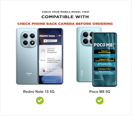 Image of SBMS Silicone Back Cover Case for Redmi Note 15 5G / Poco M8 5G | Soft Micro-Fibre Lining Inside | Magsafe Print On Back Side Camera Protection Bump | Shockproof Case for Mi Note 15 (Black)