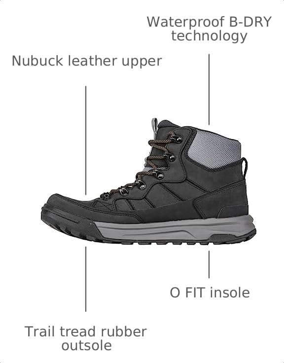 Image of Oboz Men's Burke Mid Leather B-Dry Waterproof Hiking Boot