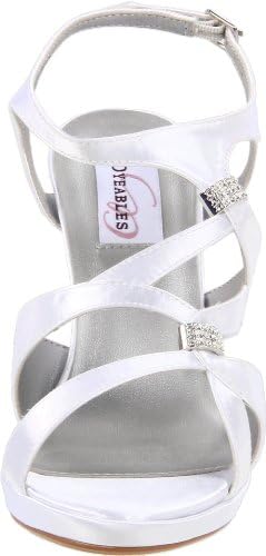 Dyeables Women's Claire Leather Platform Sandal,White Satin,12 D US | Image 1