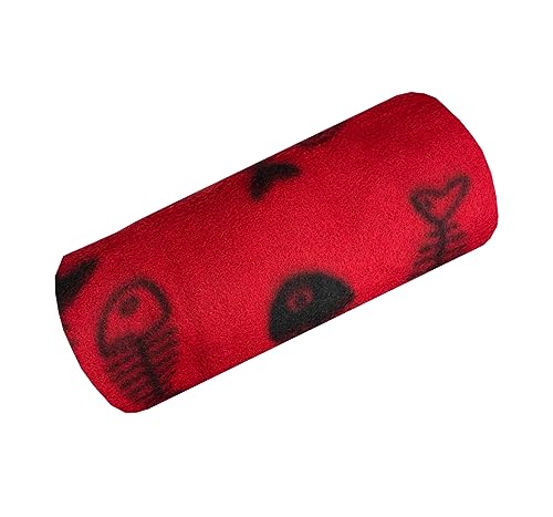 Couverture en polaire douce pour chat et chaton - Grande taille - 60 cm x 80 cm - Rouge