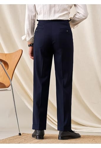 Mens Classic Fit Pants Casual Dress Pants Slim Fit Flat Front Trousers Slacks4