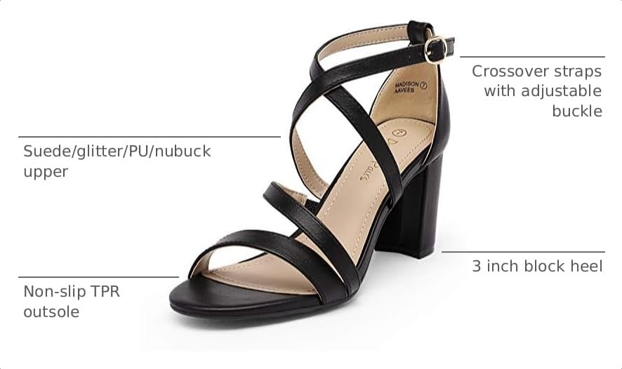Image of DREAM PAIRS Women's Ankle Strappy Low Chunky Heel Sandals