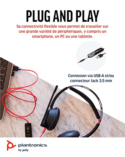 Plantronics Blackwire 5220 Casque stéréo, filaire, USB-A, microphone avec réduction du bruit (Poly) – confort tout au… - Les Beatles, Paul McCartney, John Lennon, RIngo Starr, George Harrison Plantronics Blackwire 5220 Casque stéréo, filaire, USB-A, microphone avec réduction du bruit (Poly) - confort tout au… – Image 7