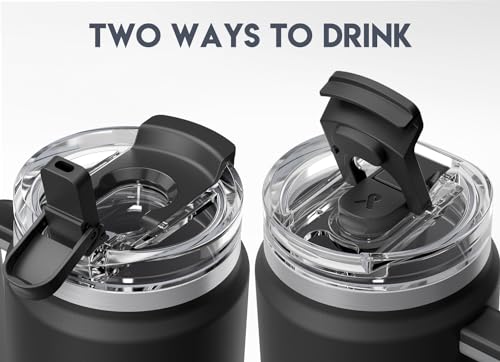Image of Meoky 40 oz Tumbler with Handle and Straw, Insulated Tumbler with Lid and Straw, Stainless Steel Travel Mug, Keeps Cold for 34 Hours, 100% Leak Proof, Fits in Car Cup Holder (Night)