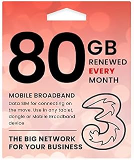 Three 80GB Data SIM - 5G Business-Grade Data Renewed Monthly until 8th July 2025 - Works out around £3.30 Per Month - For Wifi Routers, Tablets & Phones