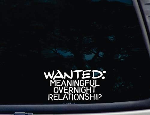 Wanted: Meaningful Overnight Relationship - 7" x 3 1/2" die Cut Vinyl Decal for Windows, Cars, Trucks, Tool Boxes, laptops, MacBook - virtually Any Hard, Smooth Surface image 2