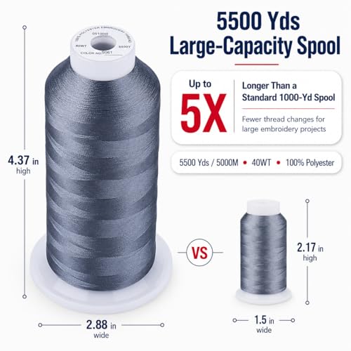 Image of Simthread 5000M 40WT Polyester Embroidery Thread, S061 | 5000M 40WT polyester thread feeds smoothly for machine embroidery, monograms, logos, patches and quilting.