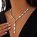 CIWEAI Baroque Gold Geometric Teardrop Lariat Necklace for Women Vintage Irregular Waterdrop Statement Y Necklaces Silver Fashion Costume Toggle Jewelry Gifts (Silver)