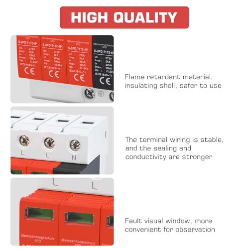 Überspannungsschutz Typ 2, Überspannungsschutz typ 1 2, Überspannungsableiter Typ 1, Überspannungsableiter Typ 2, Maximaler Ableitstrom von 50 Ka 4 polig