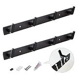 Fecraf Coat Hooks Wall Mounted Black Wall Hooks No Damaged, Wall Mount Coat Rack for Bathroom, Black