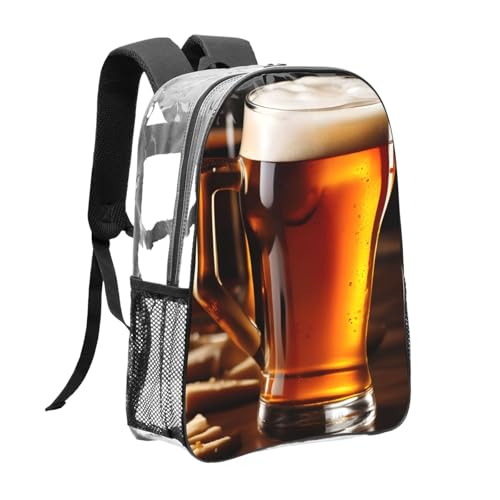 Beer Print Work Travel Stadium Events Transparent Backpack PVC Clear Bag Large Side Pockets3