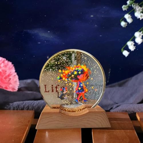 Image of One94Store 3D Acrylic LED Night Light - Warm White & Dream Girl Design with Durable Plastic Base, Decorative Table Lamp for Bedroom, Living Room, Kids Room, Study & Home Decor Gifting