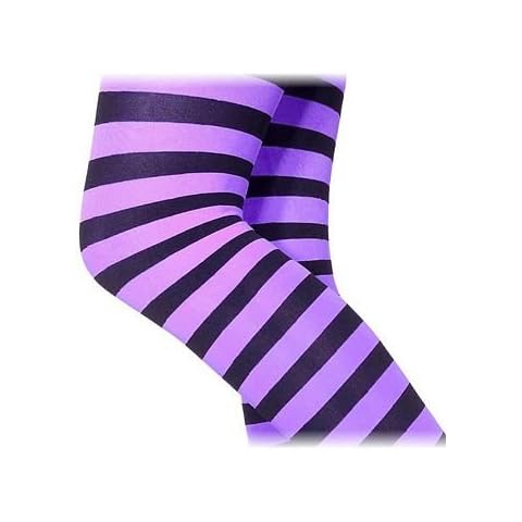 Smiffys Tights Striped - Purple and Black, Age 6-12 Years Cover