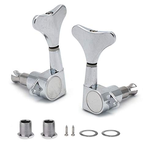 Jiayouy 2pcs Silver Bass Tuning Pegs Machine Heads Replacement for Precision Bass Jazz Bass Tuners 1R1L