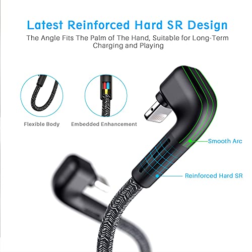 3Pack 90 Degree Iphone Charger 10Ft, Apple Mfi Certified 10 Feet Lightning Cord Long, Nylon Right Angle 10 Foot Apple Iphone Charging Cable For Apple Iphone 13/12/11/11Pro/11Max/Xs/Xr /8/7/6S/Se/6/5 #TOP2