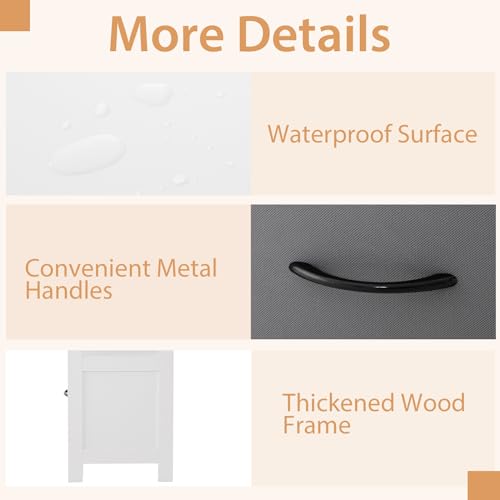 COSTWAY 2/5/7-Drawer Dresser, Fabric Chest of Drawers Cabinet with 5 Support Legs, Wooden Drawers Storage Organizer Unit for Bedroom, Living Room, Closet and Hallway (White+Grey, 2 Drawers+2 Cubes) - Image 6