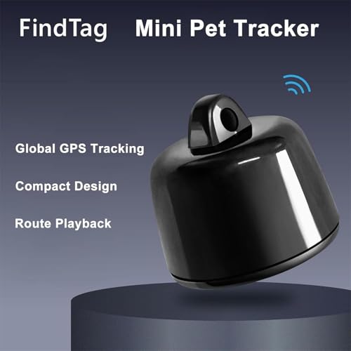 Mini Haustierortungsgerät für Hunde & Katzen, Kompatibel mit iOS & Android mit Reflektierend Halsband, Ortungsgerät Weltweite Standortverfolgung, IP67 Wasserdicht für Hauskatzen und Hunde (Black)