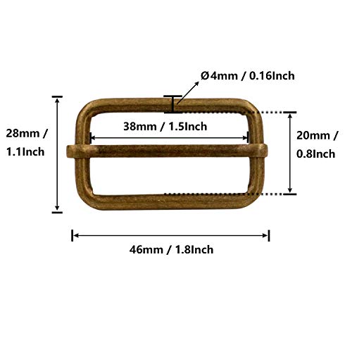Generic Metal Bronze Rectangle Buckle 1.5" X 0.8" Inside Size Slider Bar Strap Keeper Pack Of 10 #TOP3