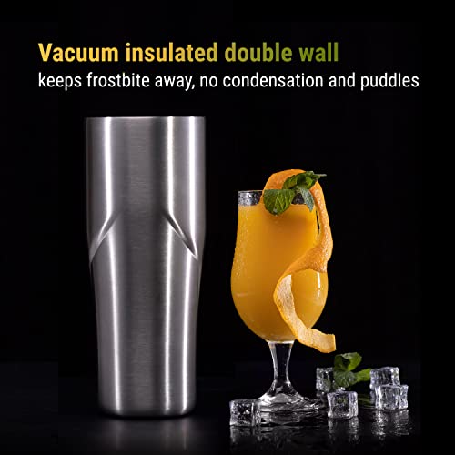 Lexenic 24oz Cocktail Shaker - Insulated Double Wall Keep Drink Chilled - No Stuck Twist Lid,Leakproof and Built-in Strainer - Perfect for Home Bar- Premium Stainless Steel Drink Shaker,Martini Shaker