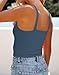 BONITEE Cropped Tank Tops for Women V Neck Sleeveless Fashion Ribbed Knit Shirt Casual Slim Fit Workout Clothes Haze Blue S