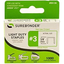 Surebonder 55138 Light Duty 3/8-Inch Leg Length, .441-Inch Crown Staples, Arrow JT21 Type, 1000 Count