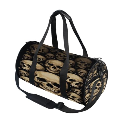 Bolsa de lona para viajes y entrenamientos con estampado gótico de calavera