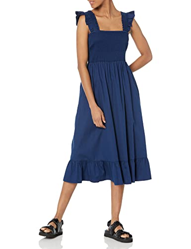 Image of The Drop Womens Kimi Ruffled Shoulder Smocked Midi Dress