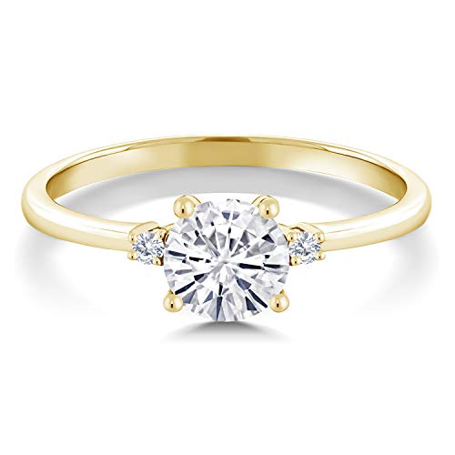 10K Yellow Gold Moissanite From Charles & Colvard And Lab Grown Diamond Solitaire Engagement Ring For Women (0.80 Cttw, Forever Classic Round 6Mm, Available 5,6,7,8,9) (Size 8) #TOP1