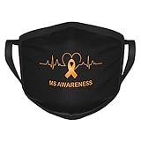 Ms Awareness Heart-Beat Reusable Face Mask Washable Breathable Fabric Face Masks Balaclava for Women Men Black