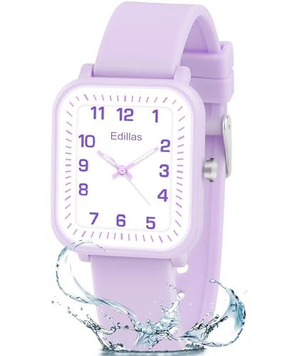 Image of Edillas Kids Teens Watch Analog Girls Boys, Waterproof Stylish Watch for Children,Students with Soft Silicone Strap for Kids Teens 4-16 Years Old