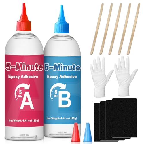 Image of Epoxy Glue - 125+125g Quick Cure 5 Minute Epoxy Adhesive - Super Tough and Durable - Clear 2 Part Epoxy Glue for Repairing Hard Plastics, Metals, Ceramics, Wood, Etc