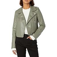 The Drop Heather Chaqueta de Cuero Sintético de Estilo Motero para Mujer, Verde Oliva, 3XL Grande