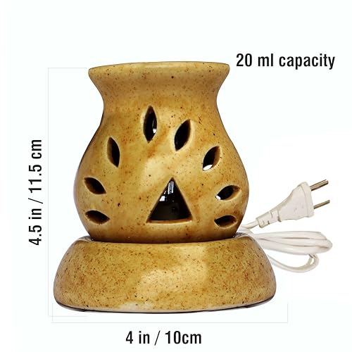 Image of Indian Fragrance Ceramic Electric Aroma Diffuser Lamp| Oil Burner Night Lamp for Home, Bedroom & Office | Decorative Fragrance Diffuser with Warm Light (Black, Rose)
